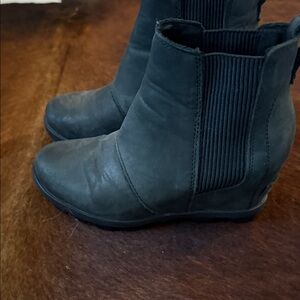 Sorel Black Wedge Ankle Boots